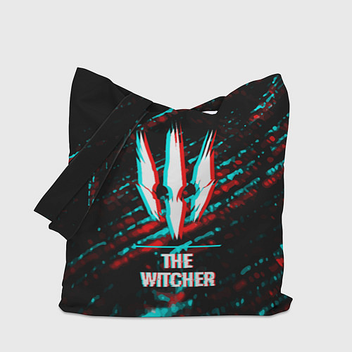 Сумка-шоппер The Witcher в стиле glitch и баги графики на темно / 3D-принт – фото 1