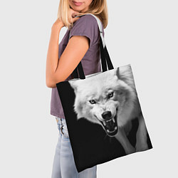 Сумка-шопер Агрессивный белый волк, цвет: 3D-принт — фото 2