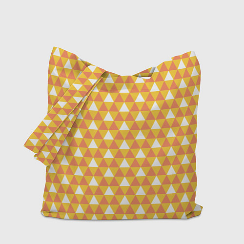 Сумка-шоппер Узор с оранжевыми, желтыми и белыми треугольниками / 3D-принт – фото 1