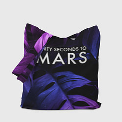 Сумка-шопер Thirty Seconds to Mars neon monstera, цвет: 3D-принт