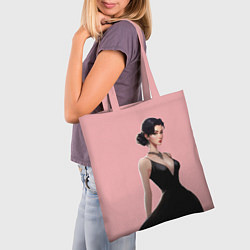 Сумка-шопер Girl in black dress - pink, цвет: 3D-принт — фото 2