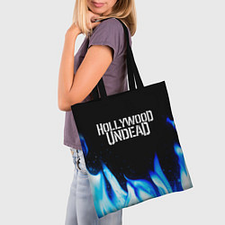 Сумка-шопер Hollywood Undead blue fire, цвет: 3D-принт — фото 2
