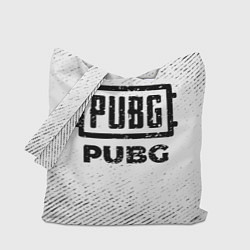 Сумка-шопер PUBG с потертостями на светлом фоне, цвет: 3D-принт