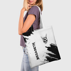 Сумка-шопер Megadeth и рок символ на светлом фоне, цвет: 3D-принт — фото 2