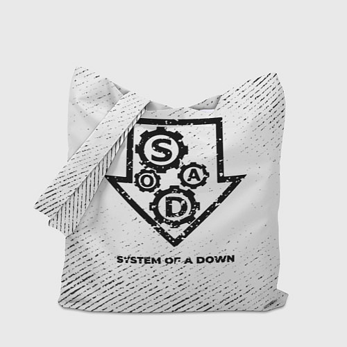 Сумка-шоппер System of a Down с потертостями на светлом фоне / 3D-принт – фото 1