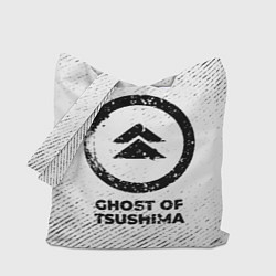Сумка-шоппер Ghost of Tsushima с потертостями на светлом фоне
