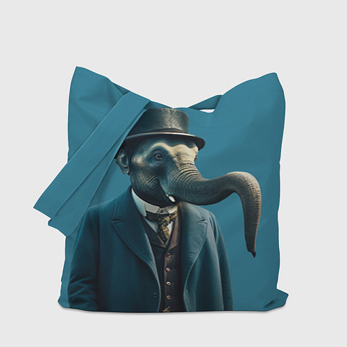 Сумка-шоппер Слон джентельмен в смокинге и шляпе / 3D-принт – фото 1