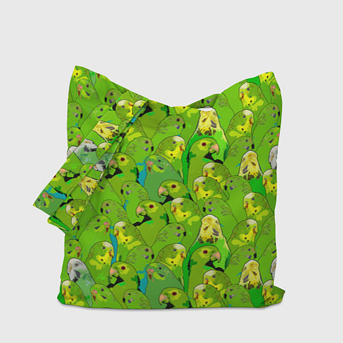 Сумка-шоппер Зеленые волнистые попугайчики / 3D-принт – фото 1