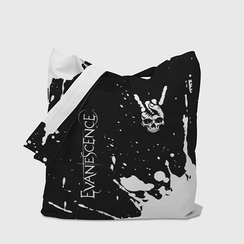 Сумка-шоппер Evanescence и рок символ на темном фоне / 3D-принт – фото 1