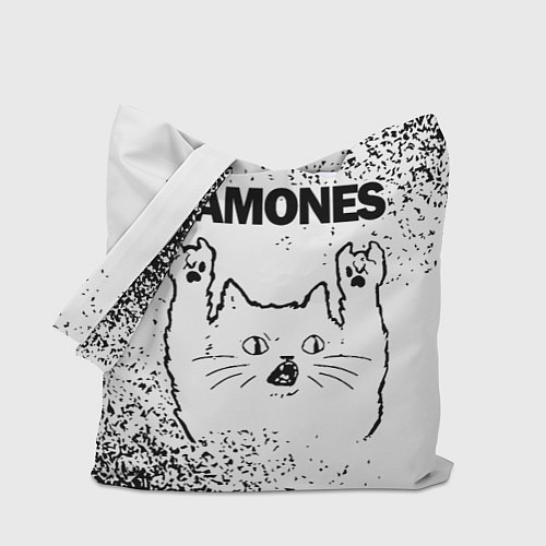 Сумка-шоппер Ramones рок кот на светлом фоне / 3D-принт – фото 1