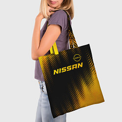 Сумка-шопер Nissan - gold gradient: символ сверху, цвет: 3D-принт — фото 2