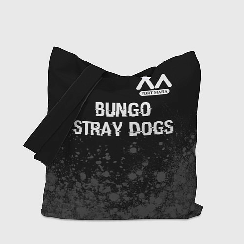 Сумка-шоппер Bungo Stray Dogs glitch на темном фоне: символ све / 3D-принт – фото 1
