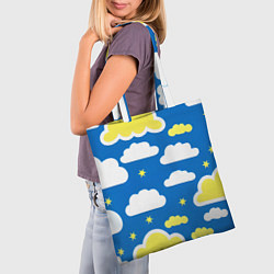 Сумка-шопер Рисованные облака и звёзды, цвет: 3D-принт — фото 2