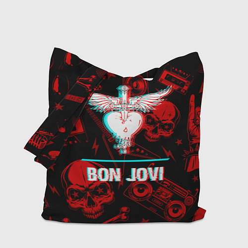 Сумка-шоппер Bon Jovi rock glitch / 3D-принт – фото 1