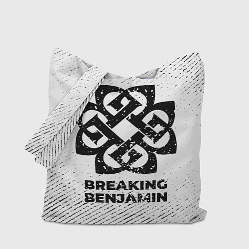 Сумка-шоппер Breaking Benjamin с потертостями на светлом фоне / 3D-принт – фото 1