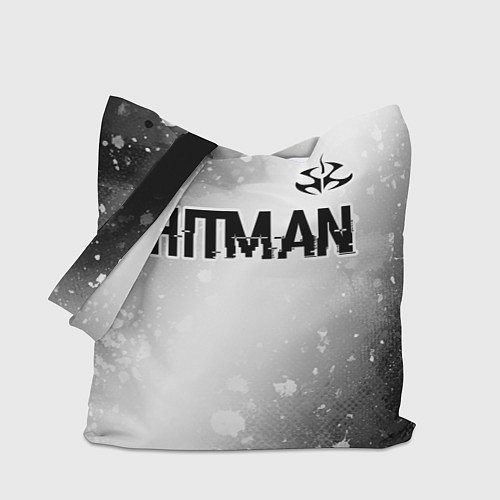 Сумка-шоппер Hitman glitch на светлом фоне: символ сверху / 3D-принт – фото 1