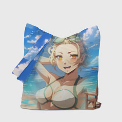 Сумка-шопер Милая блондинка на пляже, цвет: 3D-принт