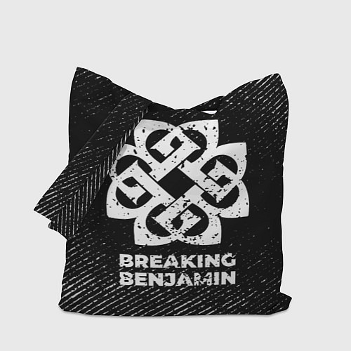 Сумка-шоппер Breaking Benjamin с потертостями на темном фоне / 3D-принт – фото 1