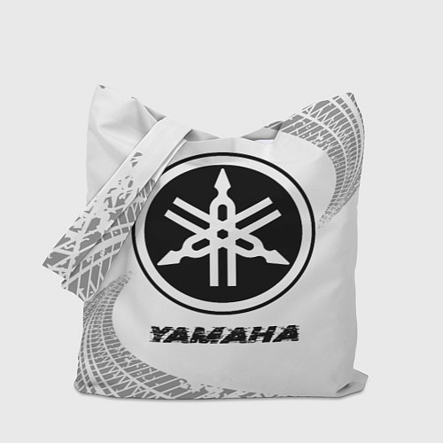 Сумка-шоппер Yamaha speed на светлом фоне со следами шин / 3D-принт – фото 1