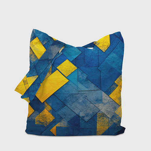 Сумка-шоппер Синяя и жёлтая геометрия / 3D-принт – фото 1
