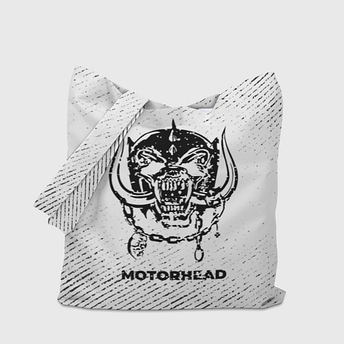 Сумка-шоппер Motorhead с потертостями на светлом фоне / 3D-принт – фото 1