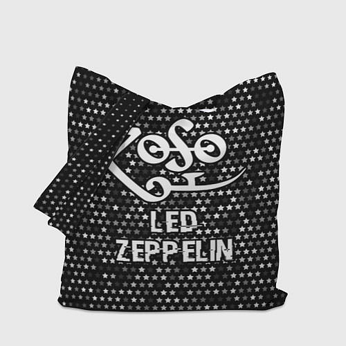Сумка-шоппер Led Zeppelin glitch на темном фоне / 3D-принт – фото 1