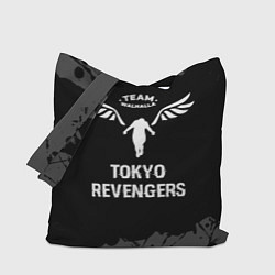 Сумка-шопер Tokyo Revengers glitch на темном фоне, цвет: 3D-принт