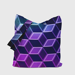 Сумка-шопер Неоновые кубы иллюзия, цвет: 3D-принт