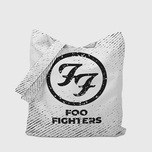 Сумка-шоппер Foo Fighters с потертостями на светлом фоне / 3D-принт – фото 1