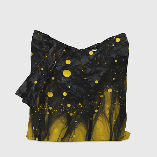 Сумка-шоппер Желтые брызги на черном фоне / 3D-принт – фото 1