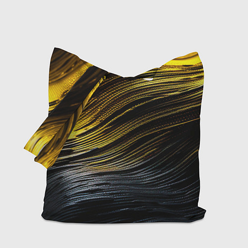 Сумка-шоппер Золотистые волны на черном / 3D-принт – фото 1