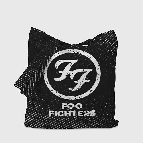 Сумка-шоппер Foo Fighters с потертостями на темном фоне / 3D-принт – фото 1