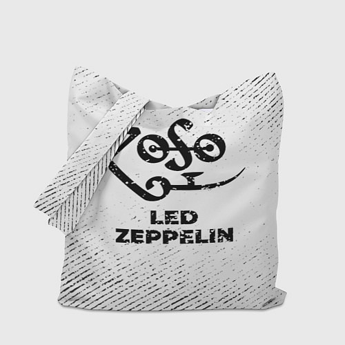 Сумка-шоппер Led Zeppelin с потертостями на светлом фоне / 3D-принт – фото 1