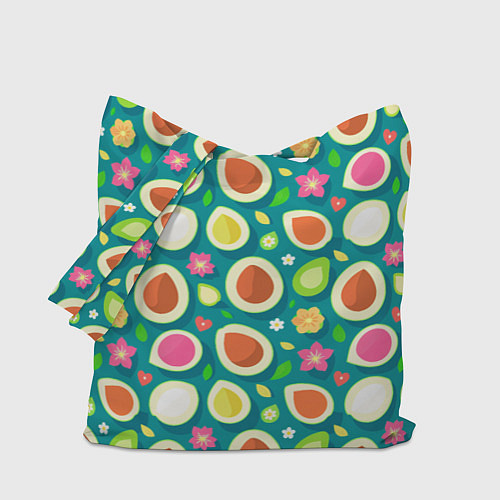 Сумка-шоппер Текстура авокадо и цветы / 3D-принт – фото 1