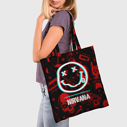 Сумка-шопер Nirvana rock glitch, цвет: 3D-принт — фото 2
