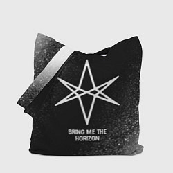 Сумка-шопер Bring Me the Horizon glitch на темном фоне, цвет: 3D-принт