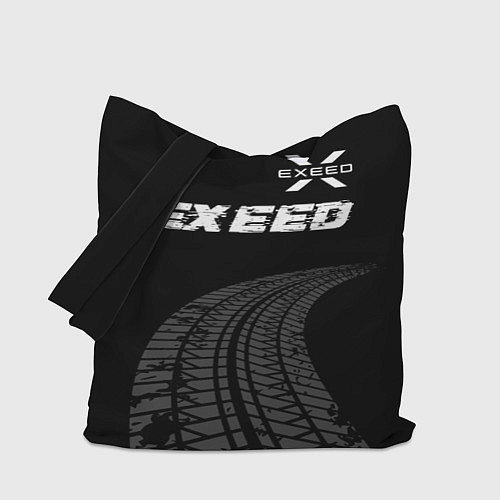 Сумка-шоппер Exeed speed на темном фоне со следами шин: символ / 3D-принт – фото 1