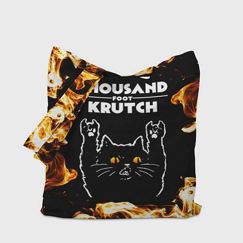 Сумка-шоппер Thousand Foot Krutch рок кот и огонь / 3D-принт – фото 1