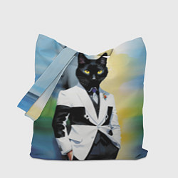 Сумка-шоппер Cat fashionista - neural network - pop art