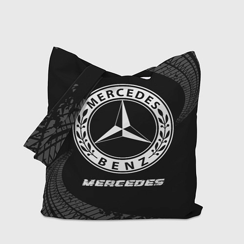 Сумка-шоппер Mercedes speed на темном фоне со следами шин / 3D-принт – фото 1