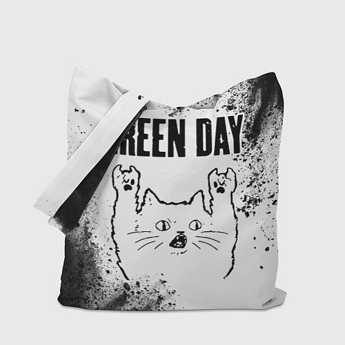 Сумка-шоппер Green Day рок кот на светлом фоне / 3D-принт – фото 1