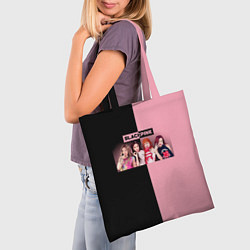 Сумка-шопер Черно-розовый градиент Black Pink, цвет: 3D-принт — фото 2