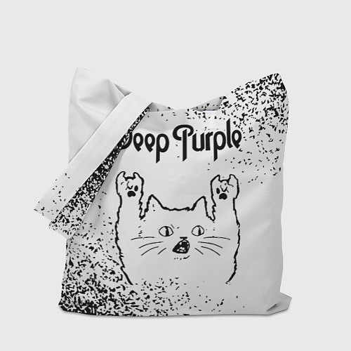 Сумка-шоппер Deep Purple рок кот на светлом фоне / 3D-принт – фото 1