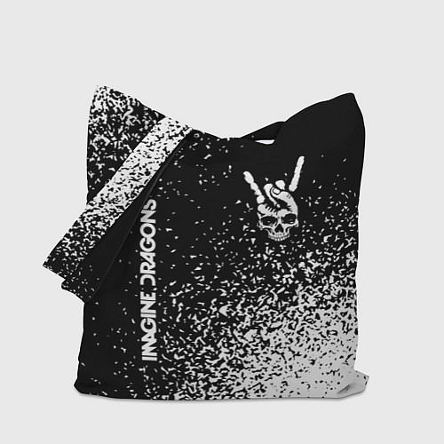 Сумка-шоппер Imagine Dragons и рок символ на темном фоне / 3D-принт – фото 1