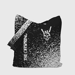 Сумка-шопер The Offspring и рок символ на темном фоне, цвет: 3D-принт
