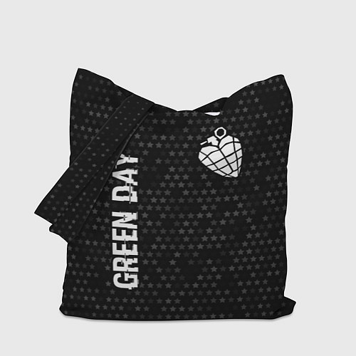 Сумка-шоппер Green Day glitch на темном фоне: надпись, символ / 3D-принт – фото 1