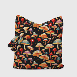 Сумка-шопер Разноцветный грибной паттерн, цвет: 3D-принт