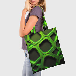 Сумка-шопер Объемные зеленые соты, цвет: 3D-принт — фото 2