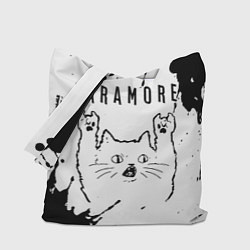 Сумка-шопер Paramore рок кот на светлом фоне, цвет: 3D-принт