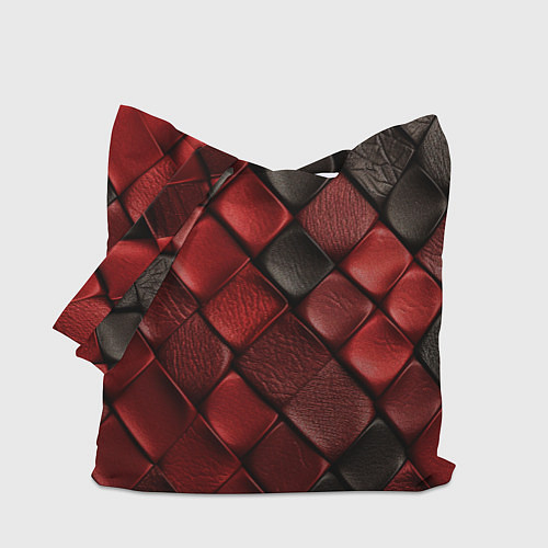 Сумка-шоппер Кожаная красно черная текстура / 3D-принт – фото 1
